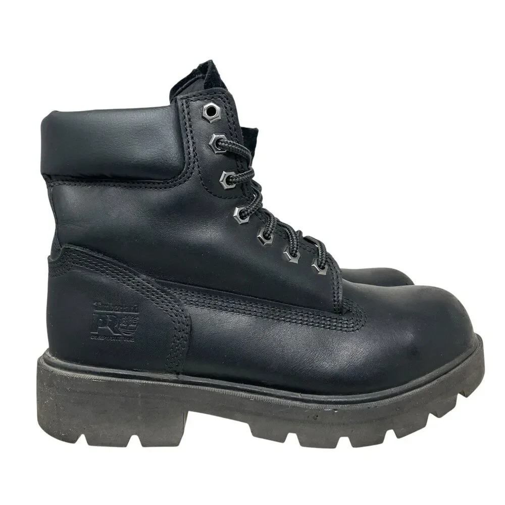 Timberland PRO‎ Mens 6W Black Leather Sawhorse 6” Composite Toe Work Boots A5TF3
